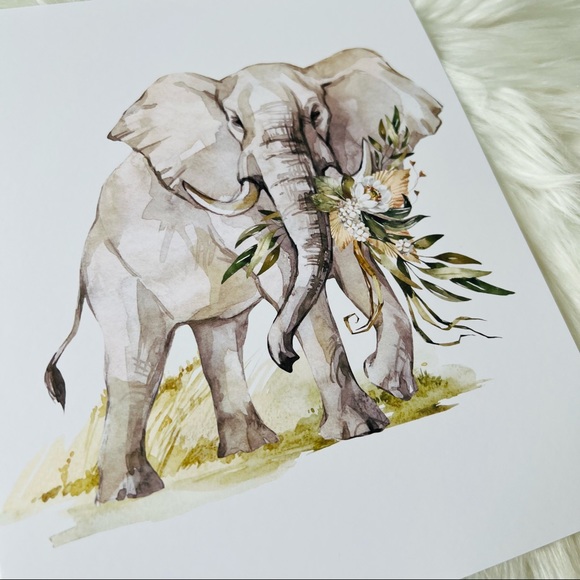 Watercolor Elephant Wall Art Poster Print Unframed - Picture 17 of 17